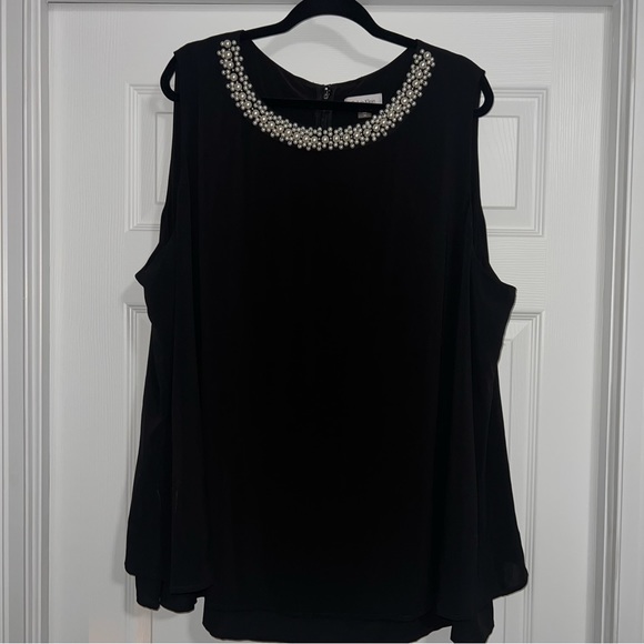 Sleeveless Calvin Klein Shirt w Pearl Detailing - Picture 1 of 7